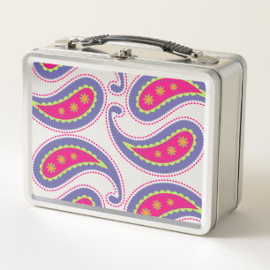 Purple and Pink Paisley Metal Lunch Box