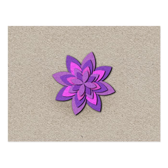 Purple and Pink Paper Flower Post Card