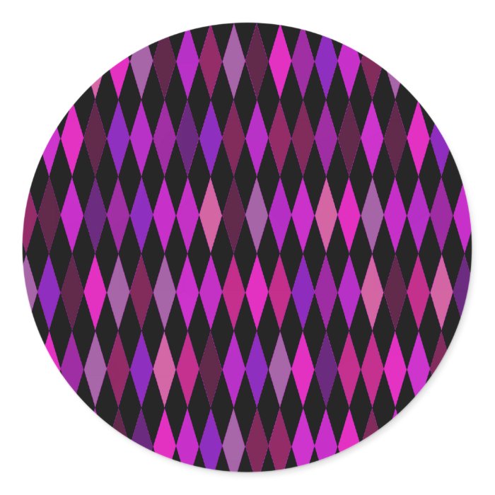 purple and pink pattern round stickers