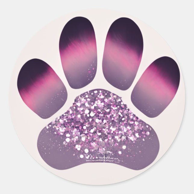 Purple and pink paw print  classic round sticker (Front)