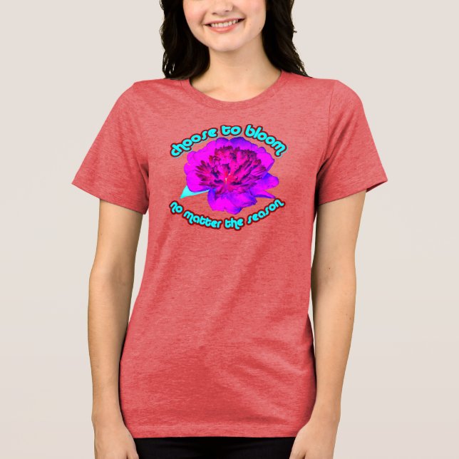 purple and pink peony Tri-Blend shirt (Front)