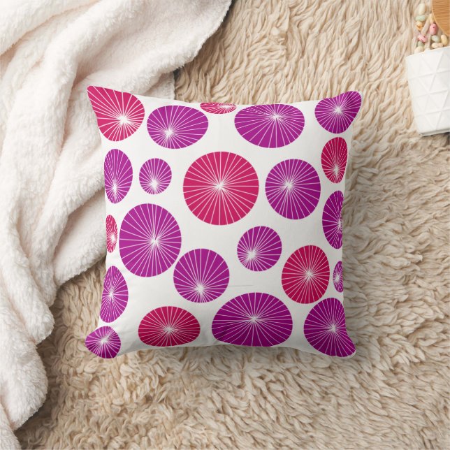 Purple and Pink Pinwheels  Throw Pillow (Blanket)