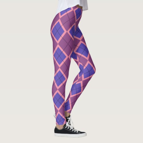 Purple and Pink Plaid Pattern Leggings