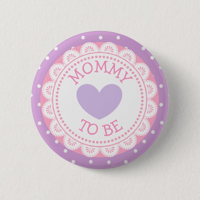 Purple and Pink Polka Dot Mom to Be Button (Front)