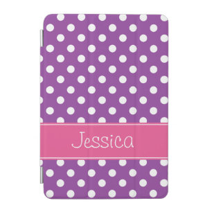 Purple and Pink Polka Dot Pattern Personalized iPad Mini Cover