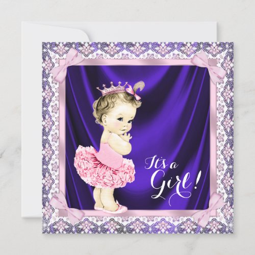 Purple and Pink Princess Tutu Ballerina Shower Invitation