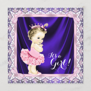 Purple and Pink Princess Tutu Ballerina Shower Invitation