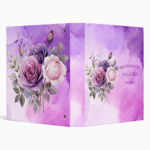 Purple and Pink Rose Alcohol Garden Wedding Photo 3 Ring Binder