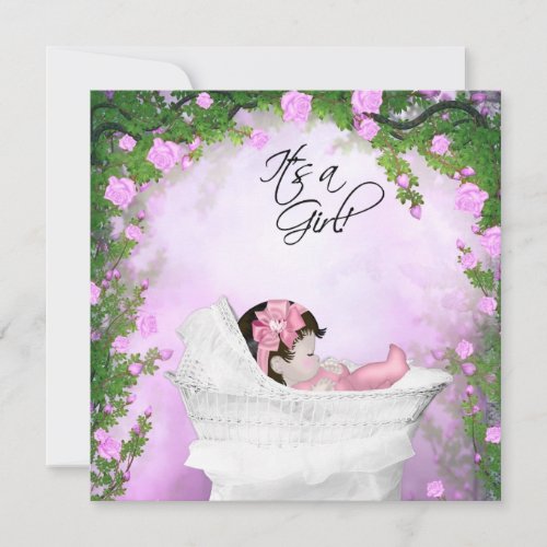 Purple Rose Baby Girl Shower Invitations