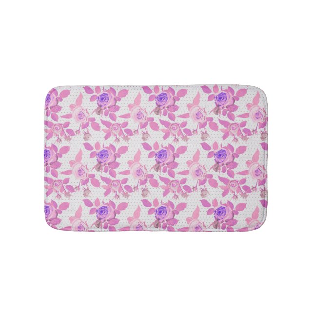 Purple And Pink Roses Bath Mat (Front)