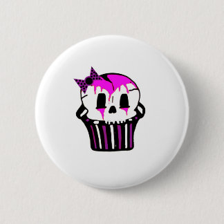 purple and pink skull cupcake button