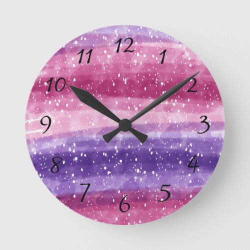 Purple and Pink Speckled   Round Clock