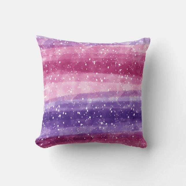 Purple and Pink Speckled  Throw Pillow (Front)