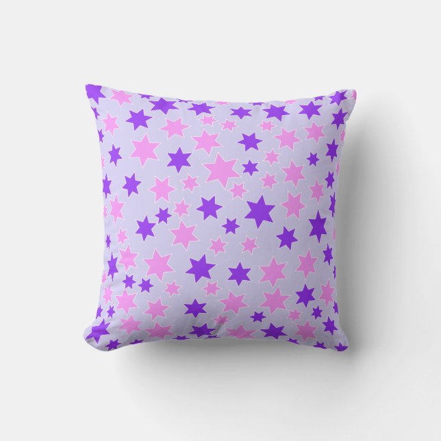 Purple and Pink Stars Throw Pillow (Front)