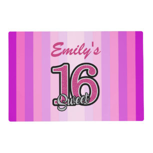 Purple And Pink Stripes And Glitter Numbers Paper  Placemat
