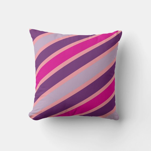 Purple and Pink Stripes Moderen Pattern Throw Pillow (Front)