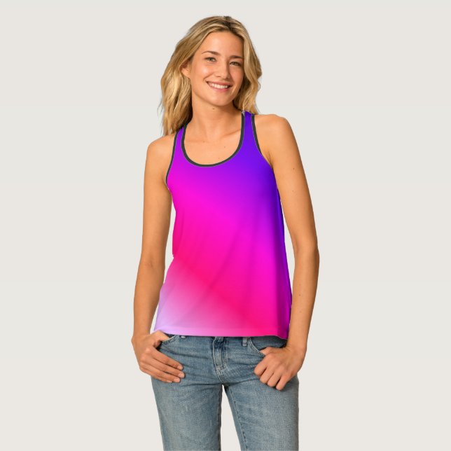 Purple And Pink Stripes Tank Top (Front Full)