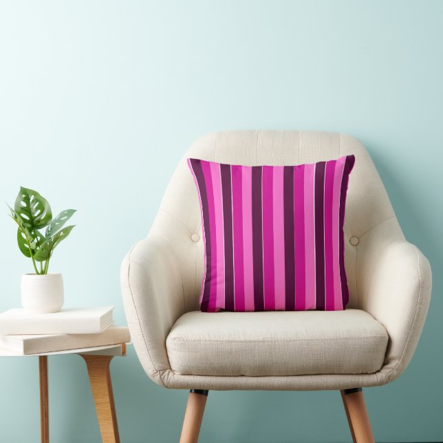Purple and Pink Stripes  Throw Pillow (Chair)
