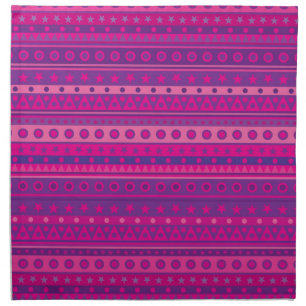 Purple and Pink Stripy Stars and Spots Pattern Napkin