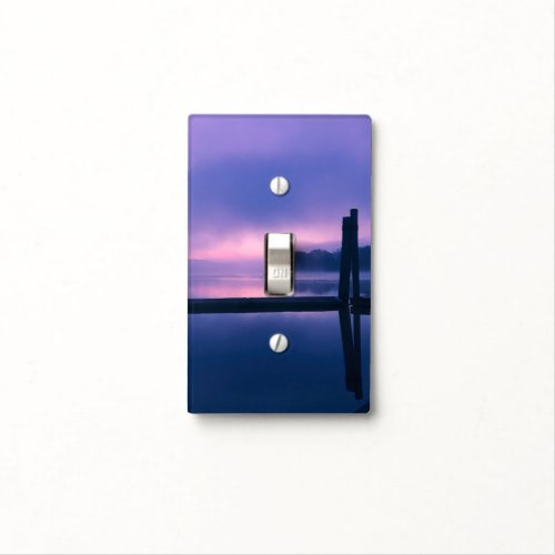 Purple and Pink Sunrise Water Reflection Landscape Light Switch Cover