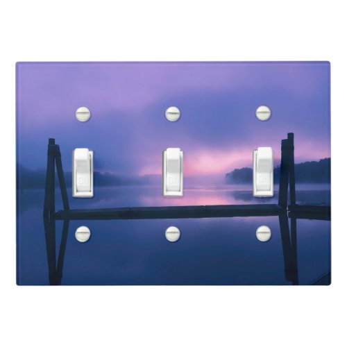 Purple and Pink Sunrise Water Reflection Landscape Light Switch Cover