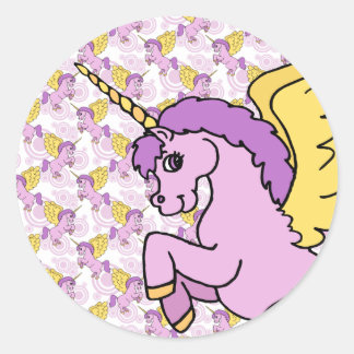 Purple and Pink Unicorn Design Classic Round Sticker