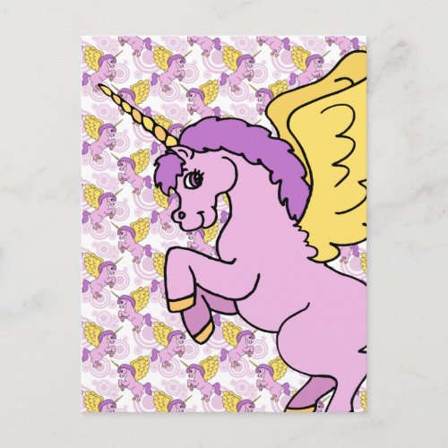 Purple and Pink Unicorn Design Postcard