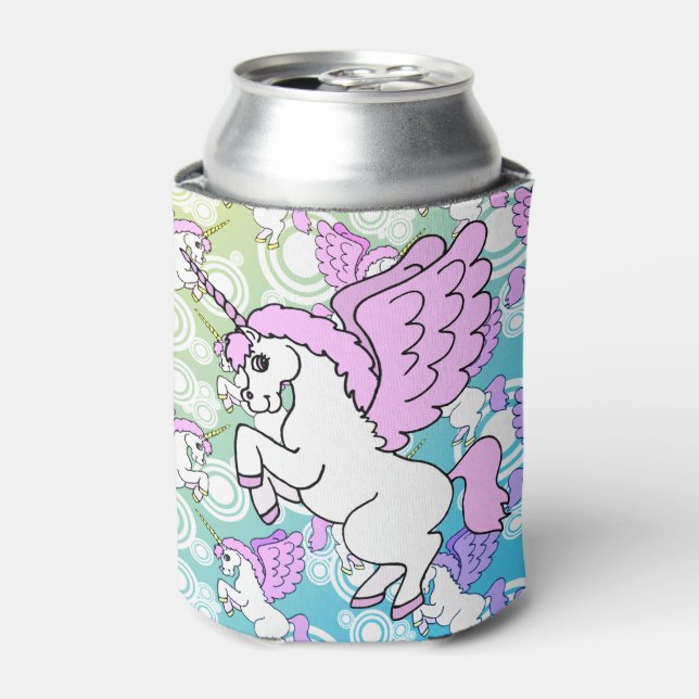 Purple and Pink Unicorn Pattern Can Cooler (Can Front)