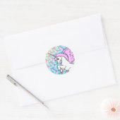 Purple and Pink Unicorn Pattern Classic Round Sticker (Envelope)