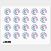 Purple and Pink Unicorn Pattern Classic Round Sticker (Sheet)