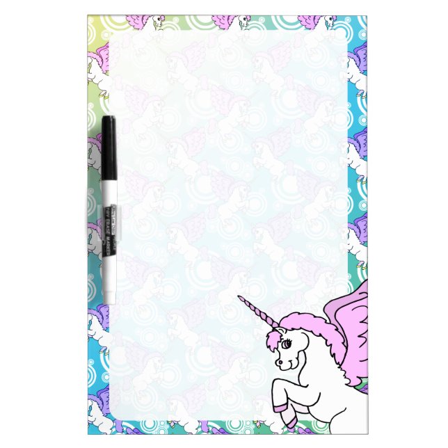 Purple and Pink Unicorn Pattern Dry-Erase Board (Front)