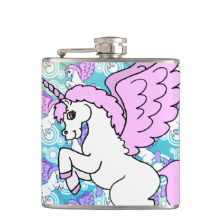 Purple and Pink Unicorn Pattern Flask
