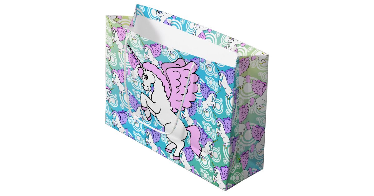 Purple and Pink Unicorn Pattern Large Gift Bag