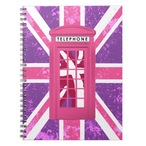 Purple and Pink Vintage Phone Booth Notebook