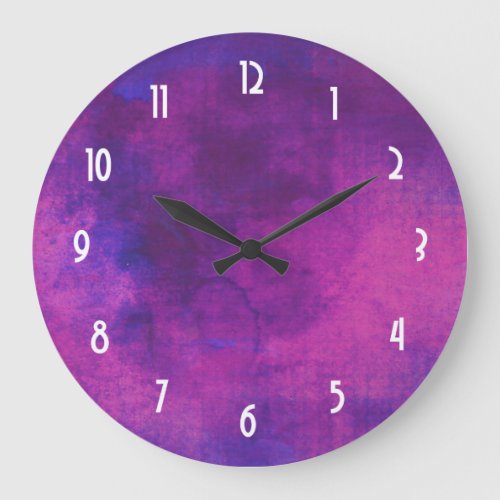 Purple and Pink Watercolor Abstract Background Large Clock