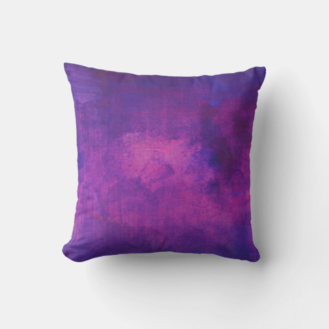 Purple and Pink Watercolor Abstract Background Throw Pillow (Front)