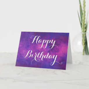 Purple and Pink Watercolor Abstract Birthday Card