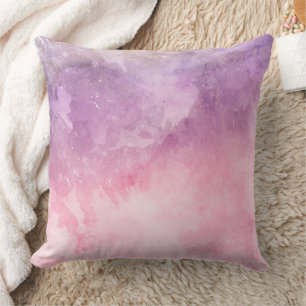 Purple And Pink Watercolor Abstract Cushion Pillow