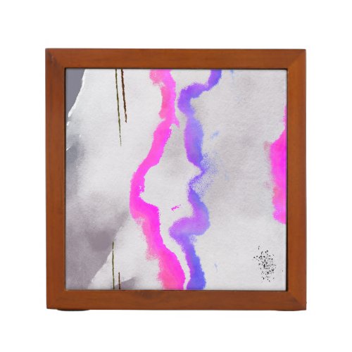 Purple And Pink Watercolor Abstract Desk Organizer