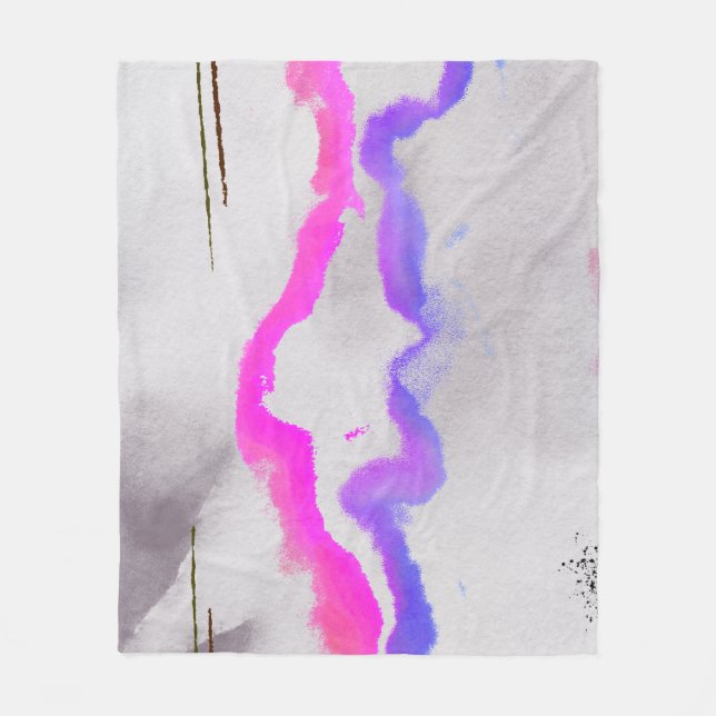 Purple And Pink Watercolor Abstract Fleece Blanket (Front)