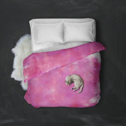 Purple and Pink Watercolor Abstract Pattern Duvet Cover