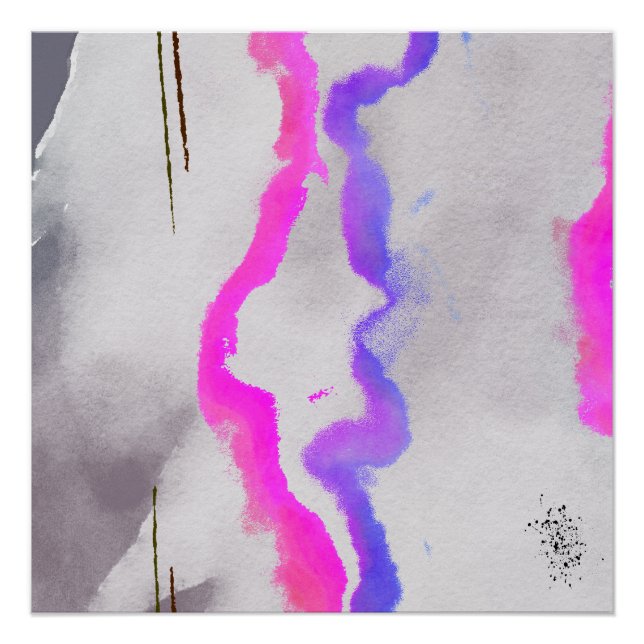 Purple And Pink Watercolor Abstract Poster (Front)