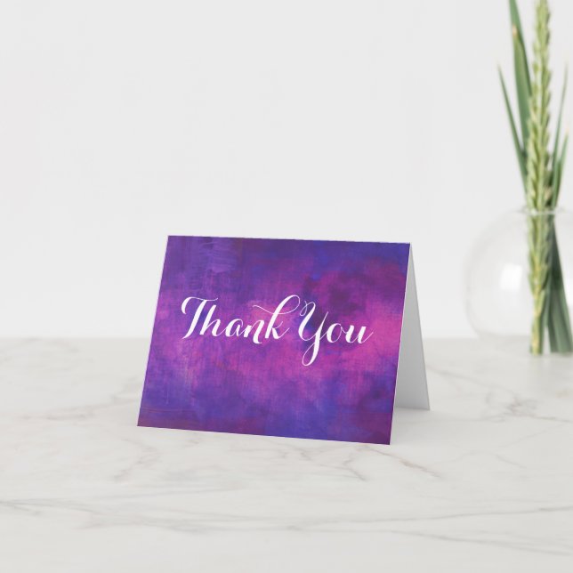 Purple and Pink Watercolor Abstract Thank You (Front)