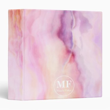 Purple and Pink Watercolor Agate Pattern, Monogram