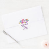 Purple and Pink Watercolor Flowers Bridal Shower Classic Round Sticker (Envelope)