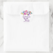 Purple and Pink Watercolor Flowers Bridal Shower Classic Round Sticker (Bag)