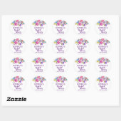 Purple and Pink Watercolor Flowers Bridal Shower Classic Round Sticker (Sheet)