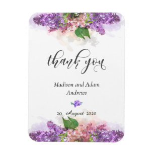 Purple and Pink Watercolor Lilac Flowers Thank You Magnet
