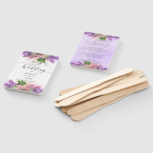 Purple and Pink Watercolor Lilac Flowers Wedding Hand Fan