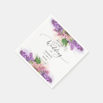 Purple And Pink Watercolor Lilac Flowers Wedding Napkins by LifeInColorStudio at Zazzle